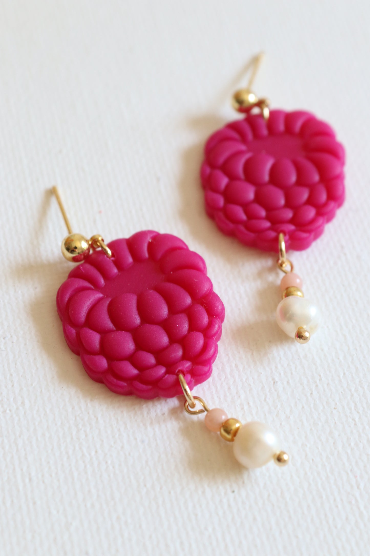 Freshwater Pearl Drop Raspberry Dangles