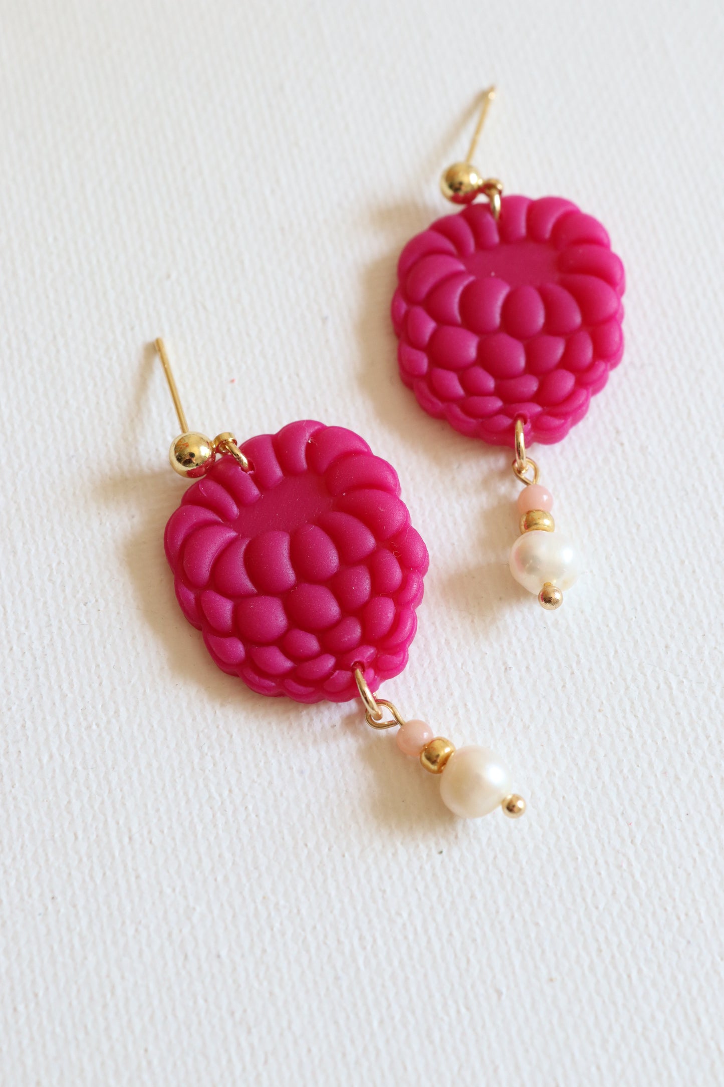 Freshwater Pearl Drop Raspberry Dangles