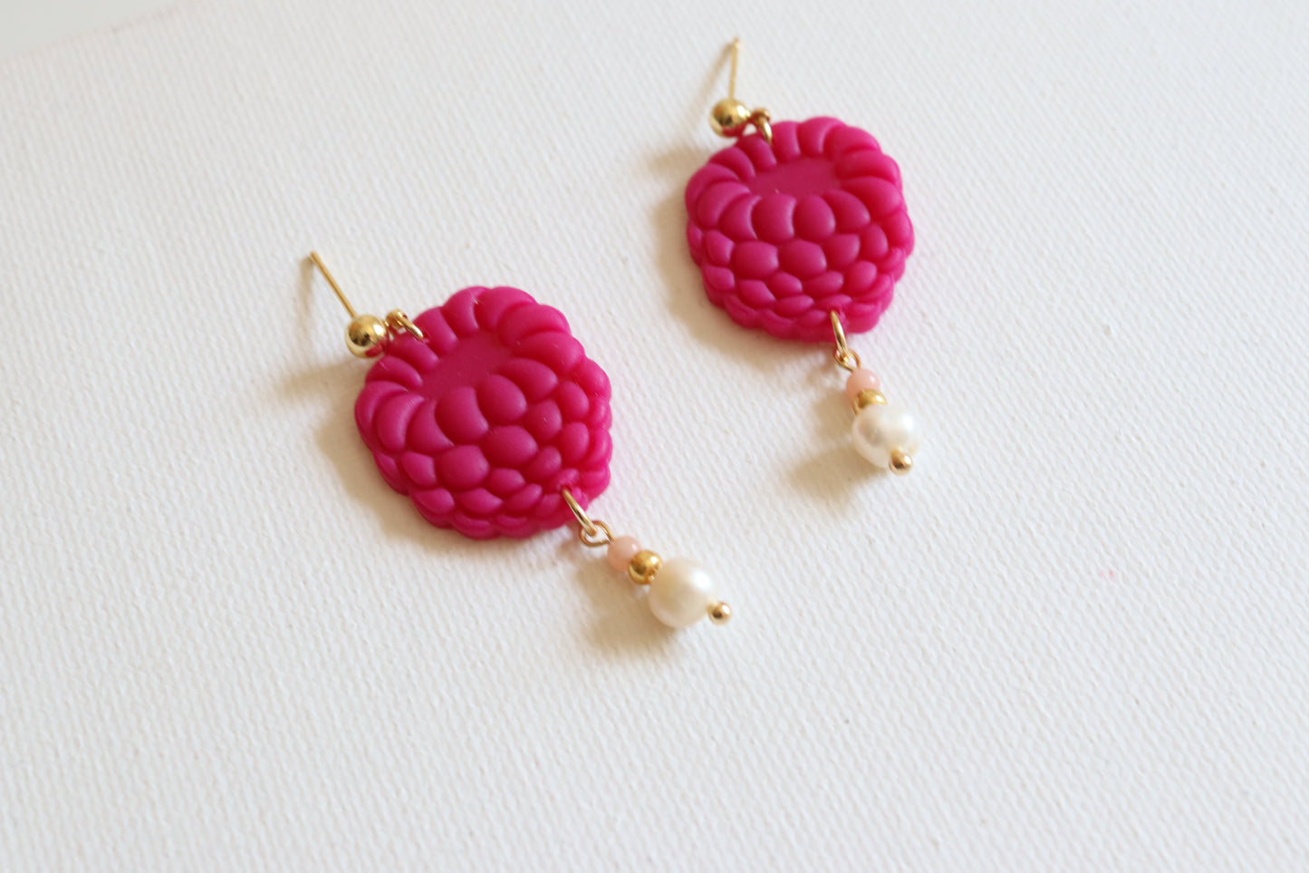 Freshwater Pearl Drop Raspberry Dangles