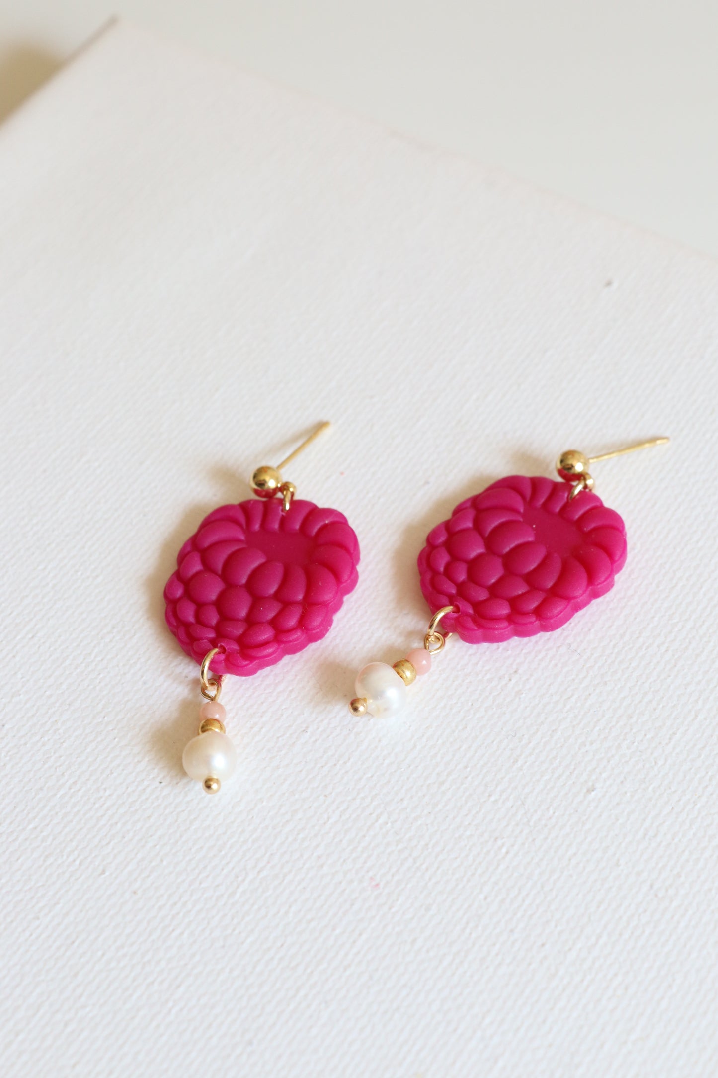 Freshwater Pearl Drop Raspberry Dangles