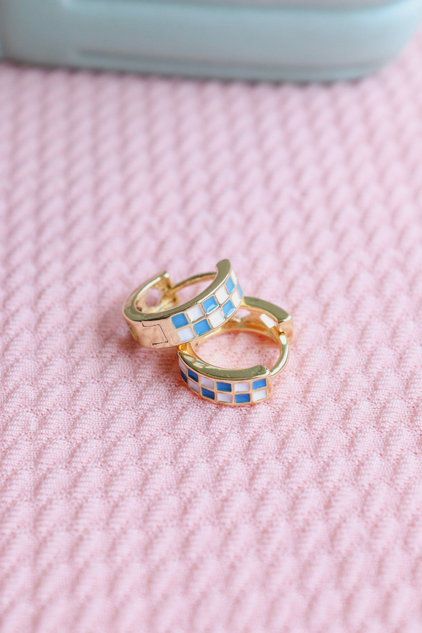 Checkerboard Gold-Filled Hoops