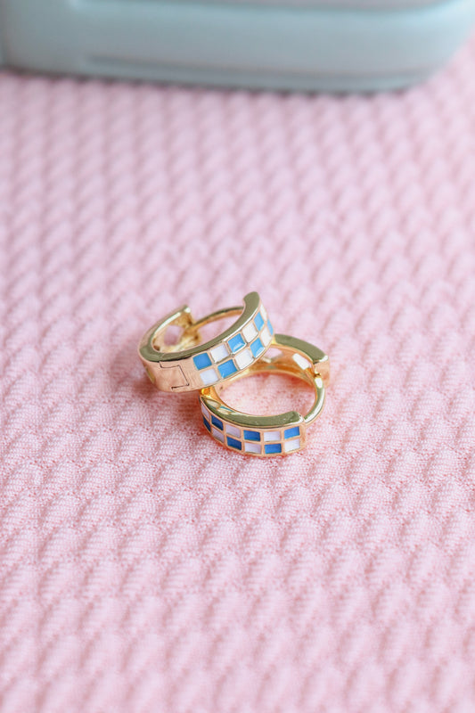 Checkerboard Gold-Filled Hoops