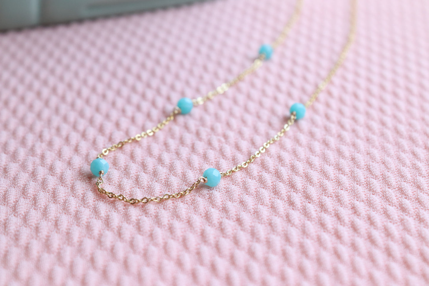 Dainty Turquoise Gold Vermeil 16.5" Necklace