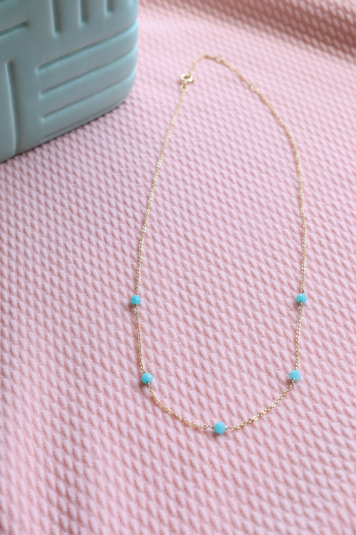 Dainty Turquoise Gold Vermeil 16.5" Necklace