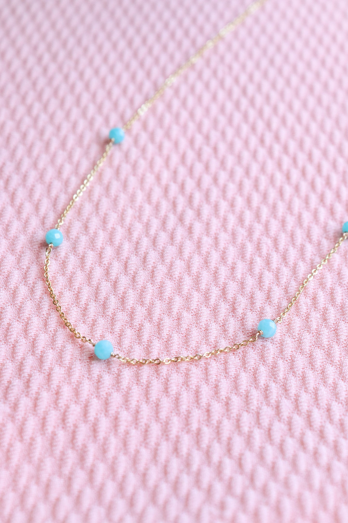 Dainty Turquoise Gold Vermeil 16.5" Necklace