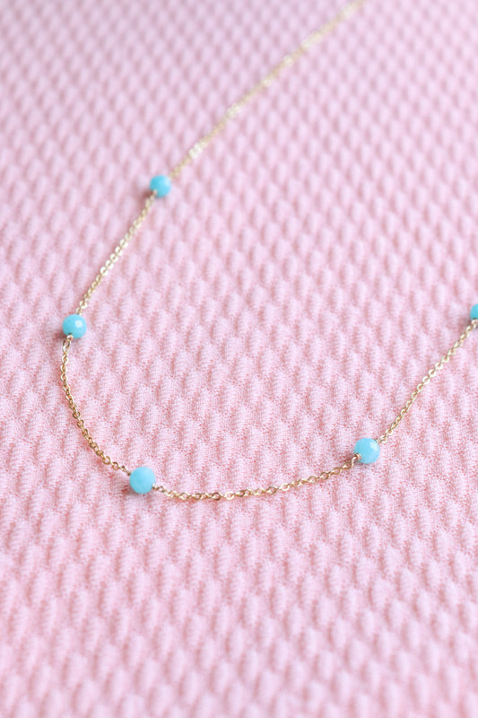 Dainty Turquoise Gold Vermeil 16.5" Necklace