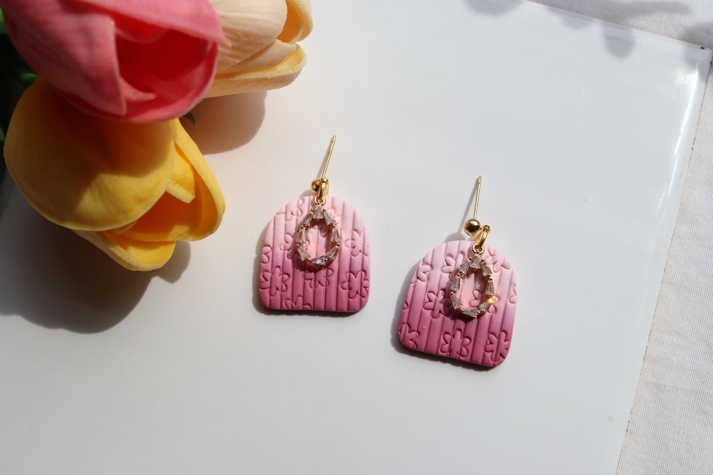 Textured Pink Ombre Dangles