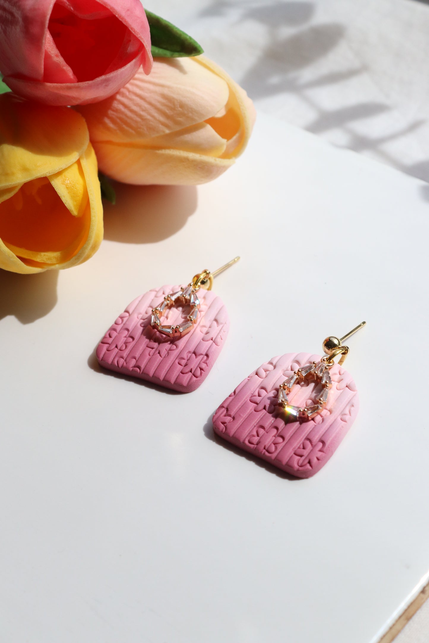 Textured Pink Ombre Dangles