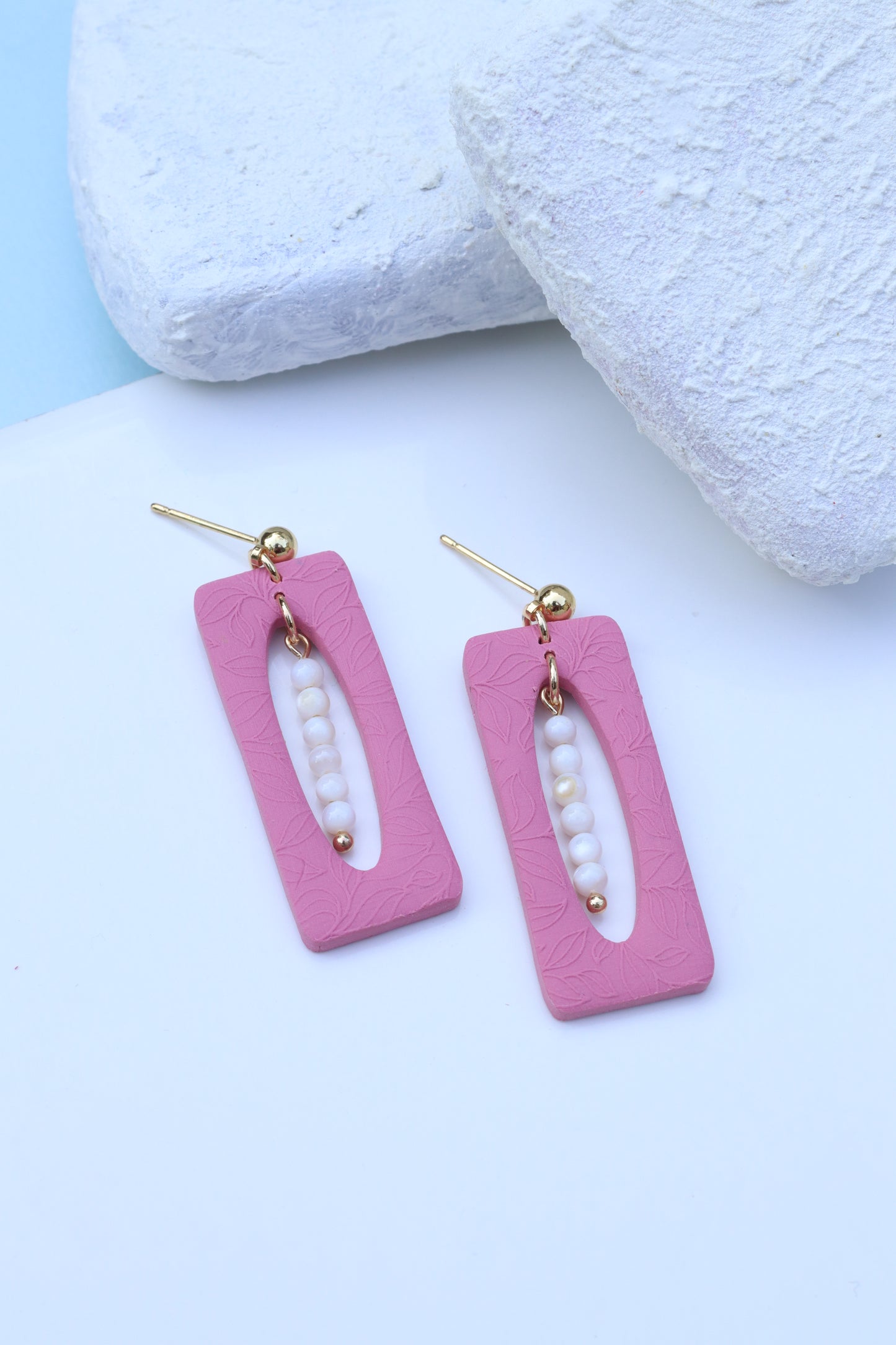 Pink Cutout Beaded Dangles