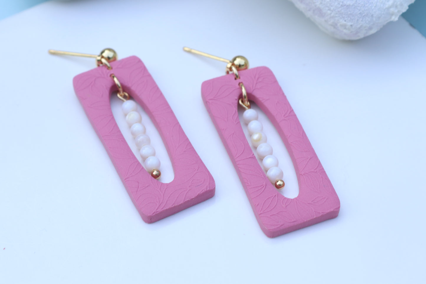 Pink Cutout Beaded Dangles