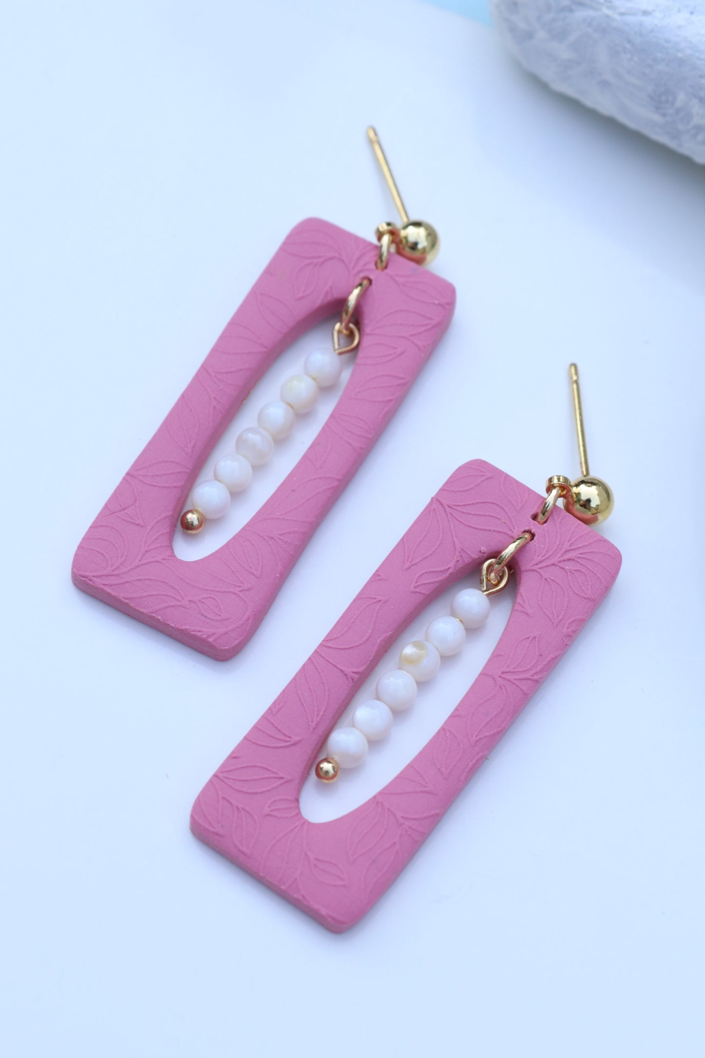 Pink Cutout Beaded Dangles