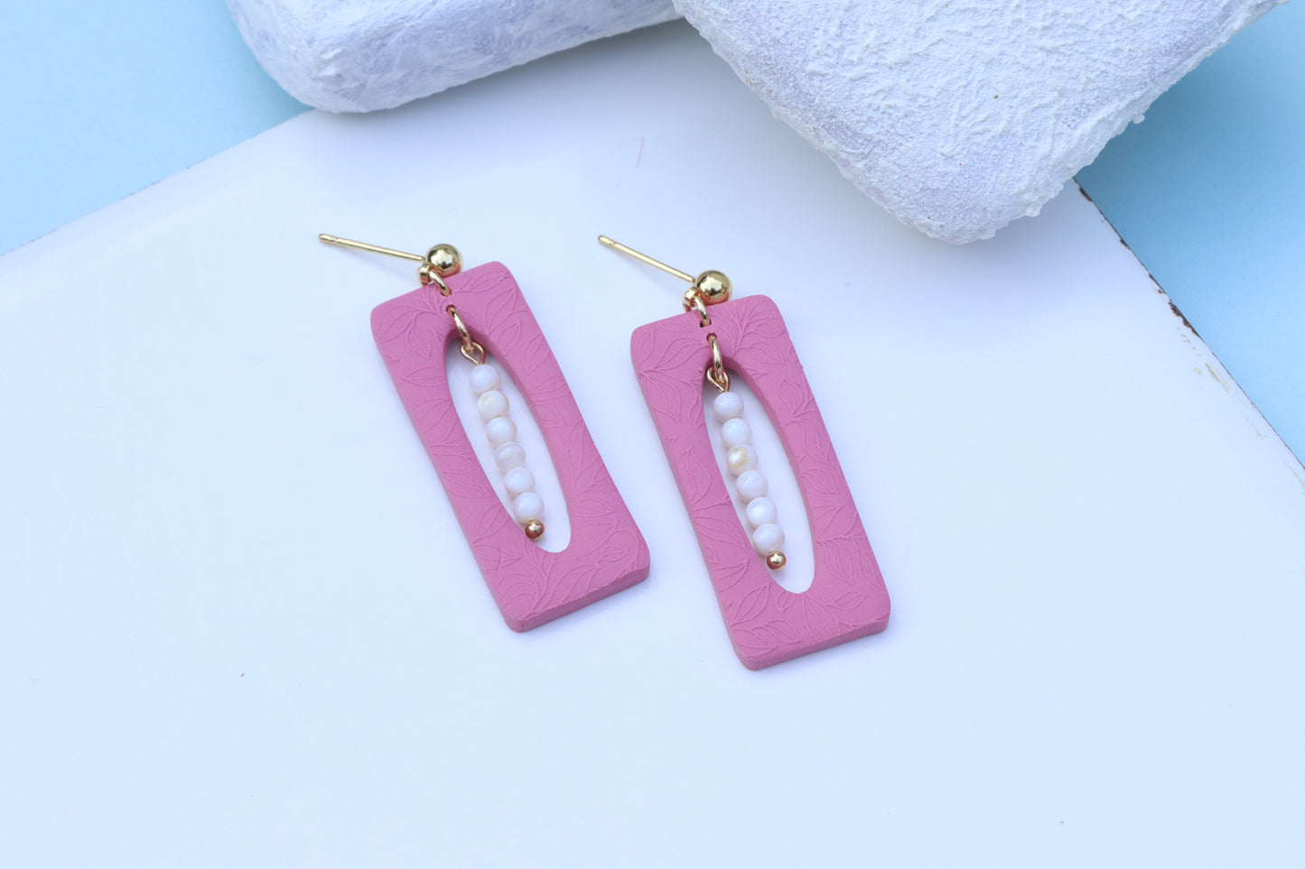 Pink Cutout Beaded Dangles