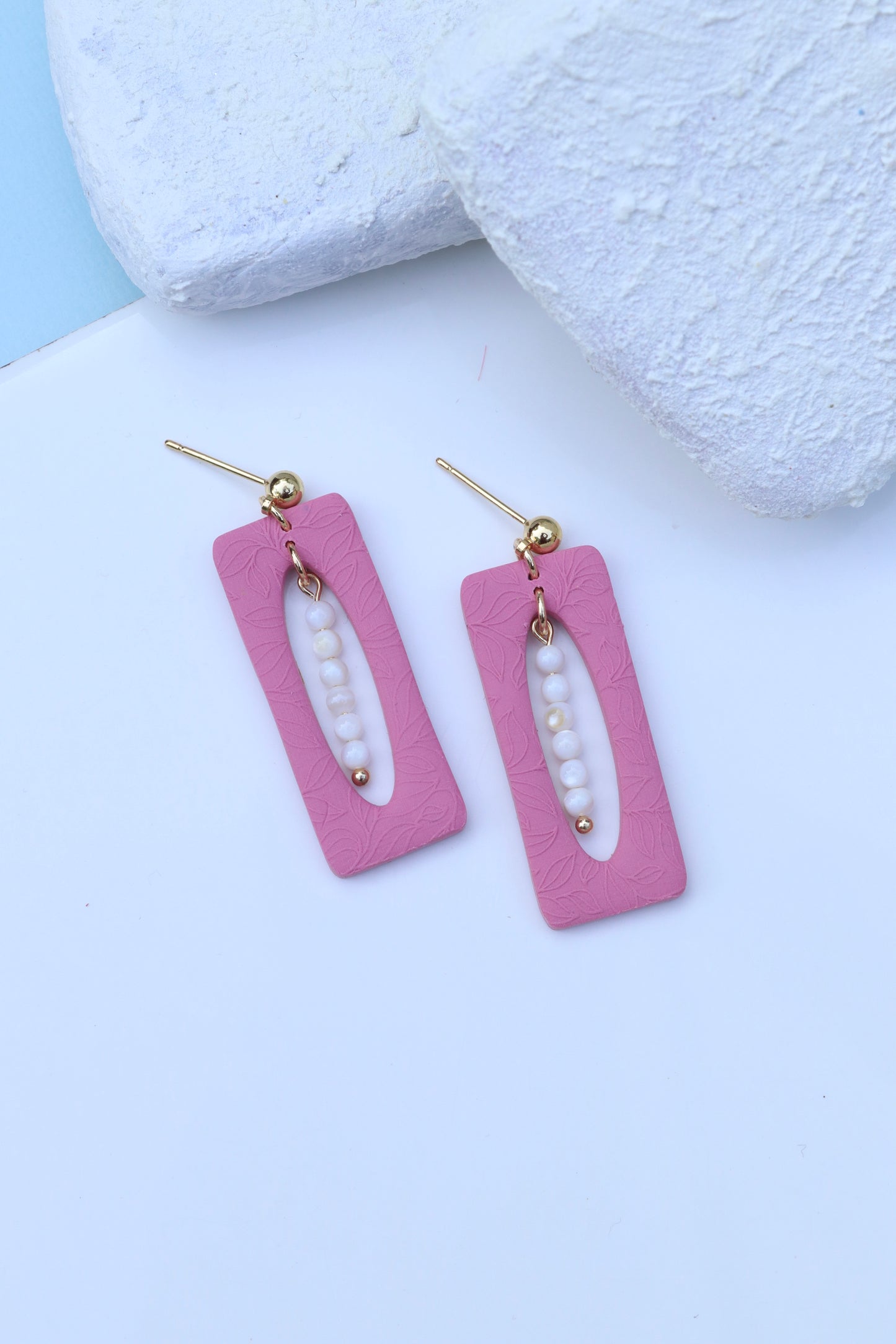 Pink Cutout Beaded Dangles