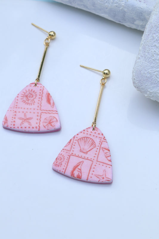 *Pink Coastal Triangle Drop Dangles