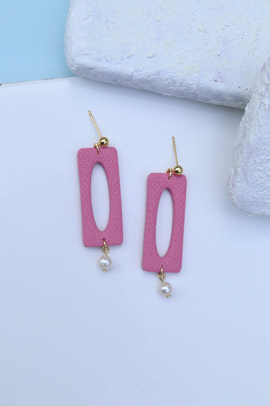 Pink Cutout Beaded Dangles (Freshwater Pearl)