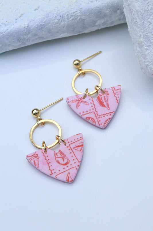 *Pink Coastal Print Athena Dangles