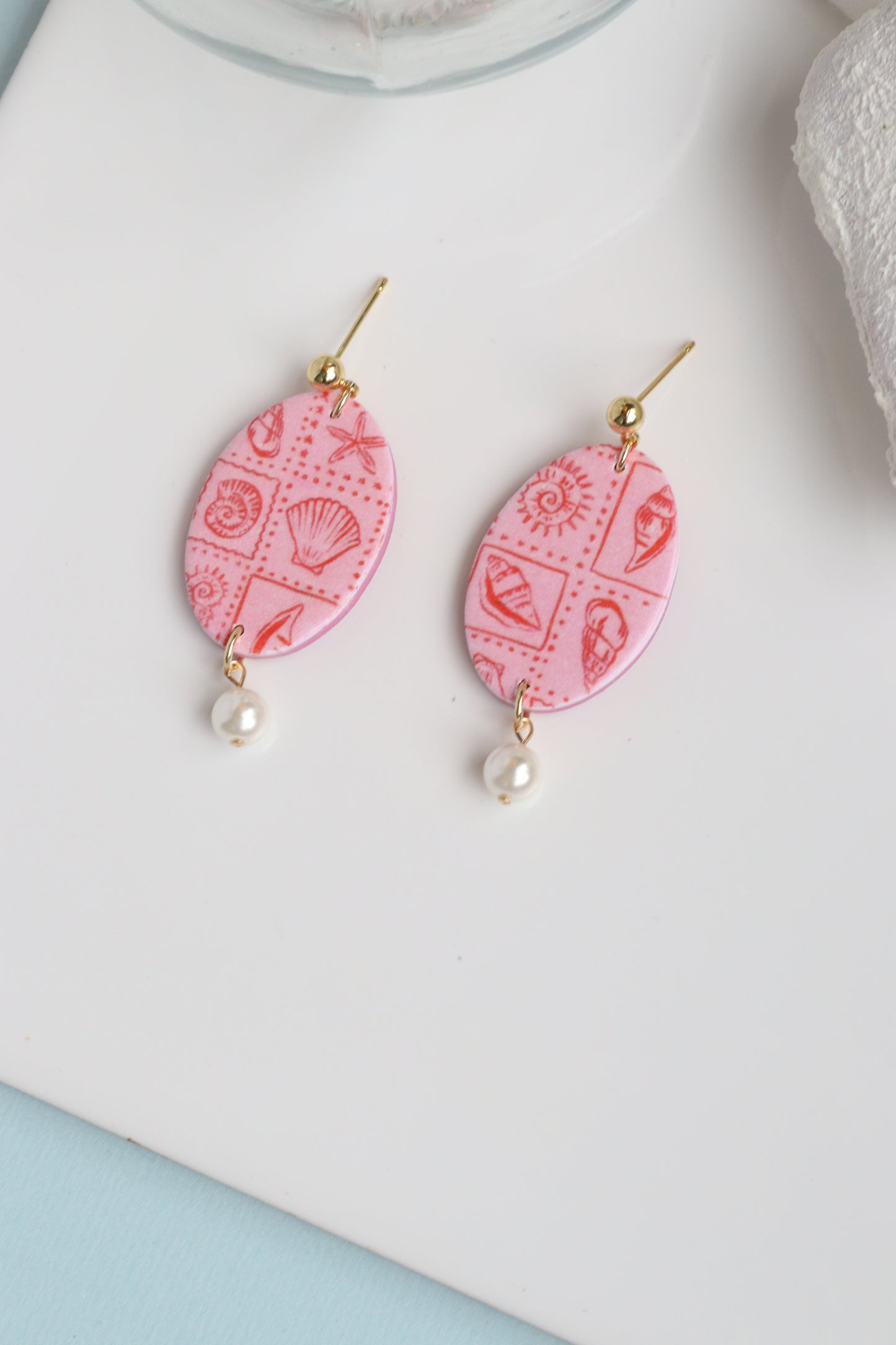 *Pink Coastal Drop Dangles (Pearl Bead)