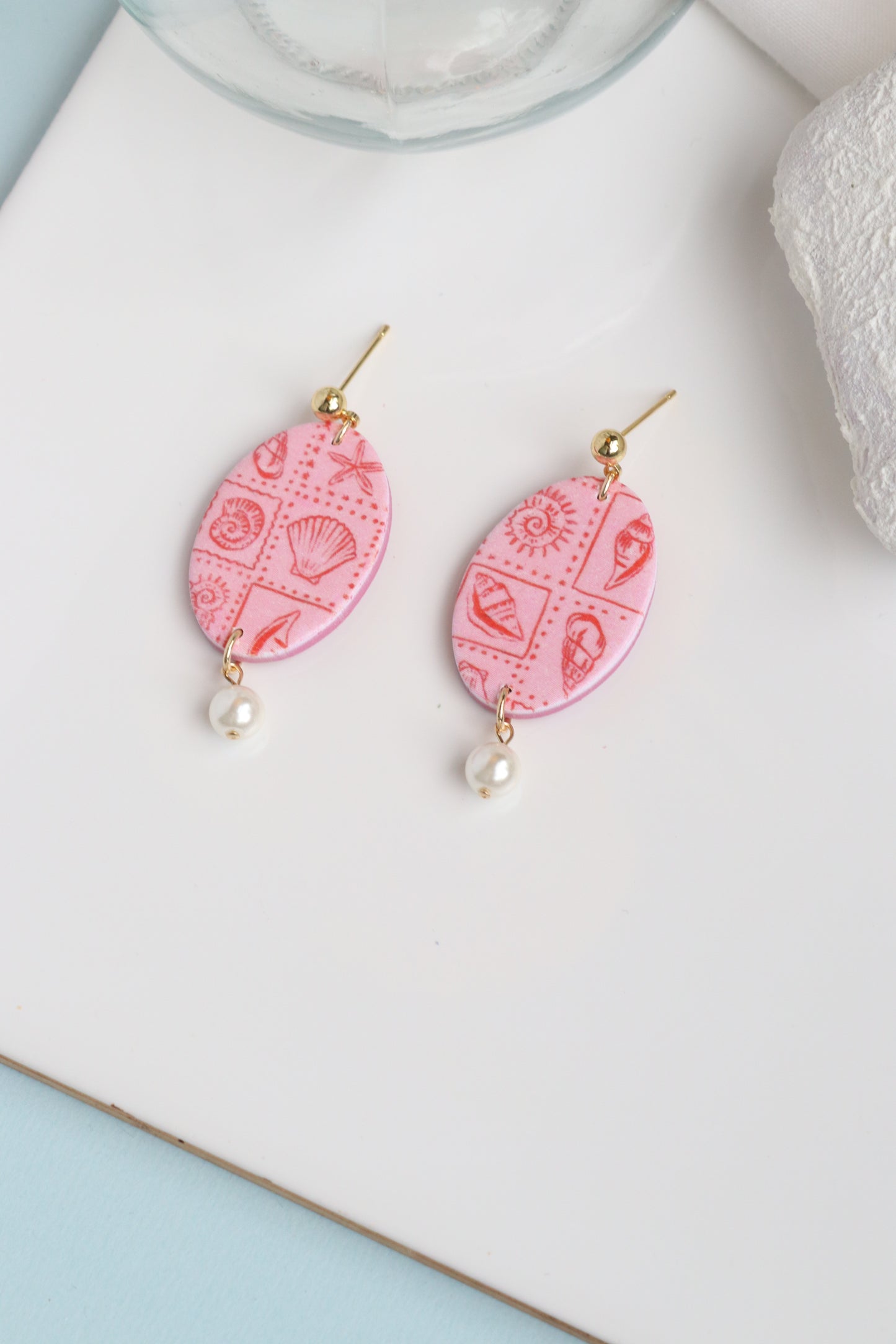 *Pink Coastal Drop Dangles (Pearl Bead)