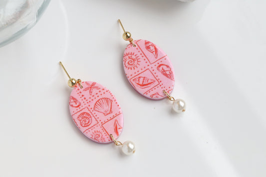 *Pink Coastal Drop Dangles (Pearl Bead)