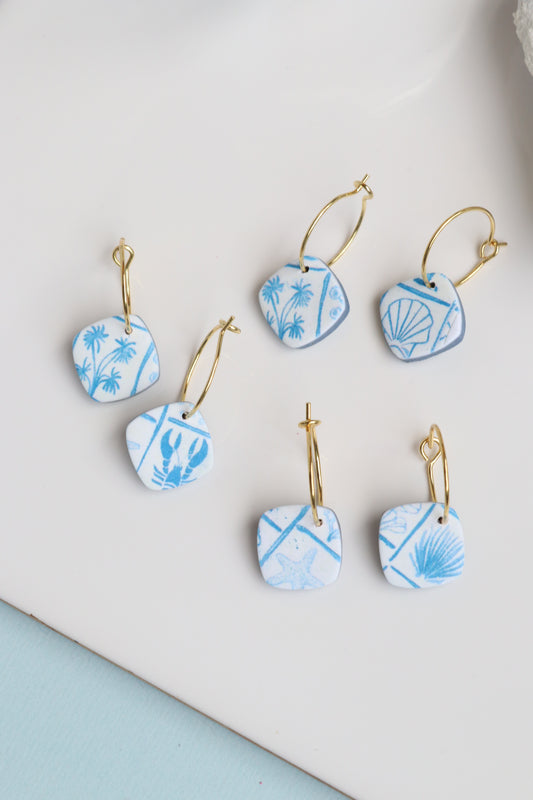 *Classic Coastal Print Mini Hoops