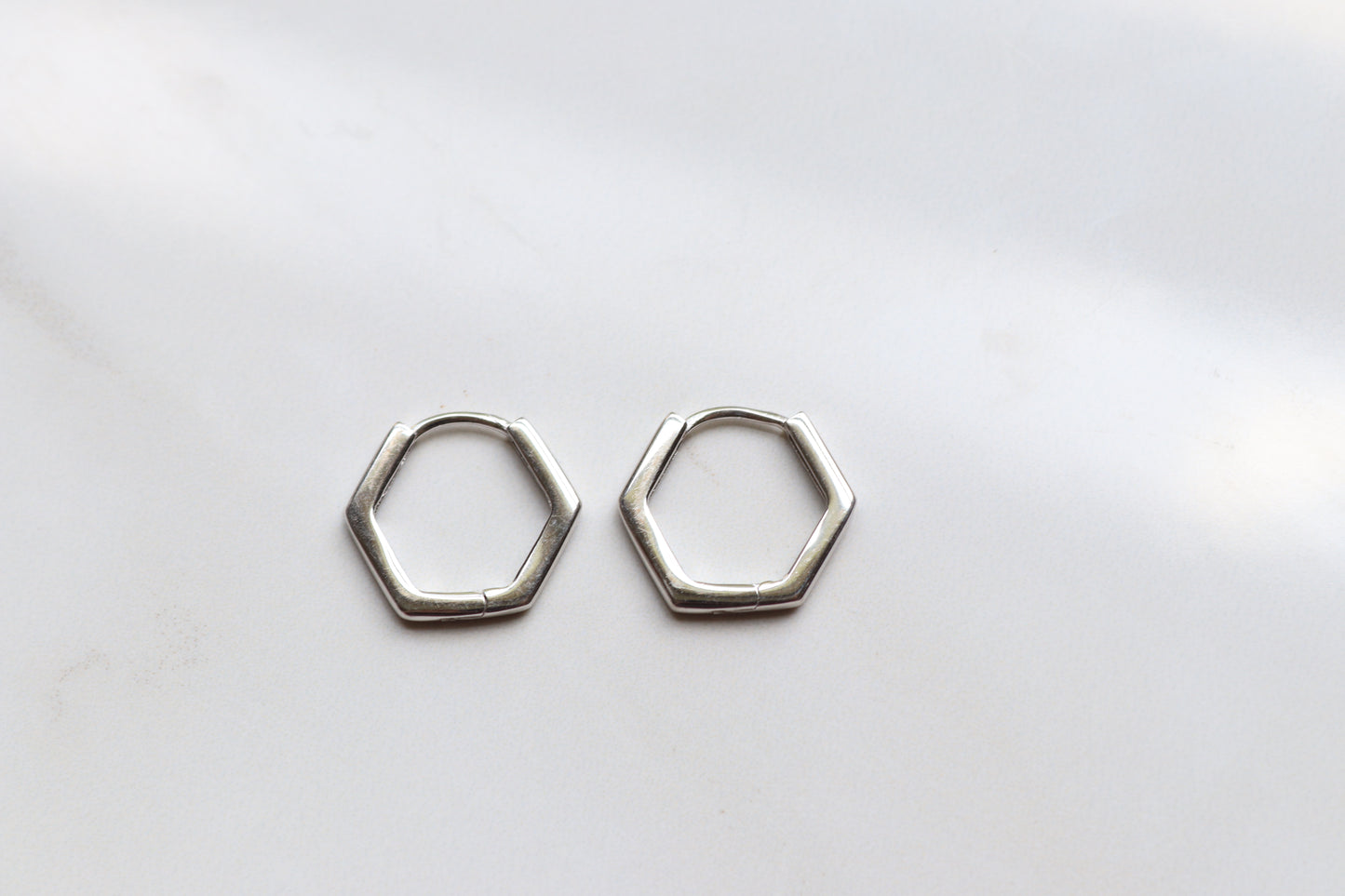 Sterling Silver Hexagon Hoops