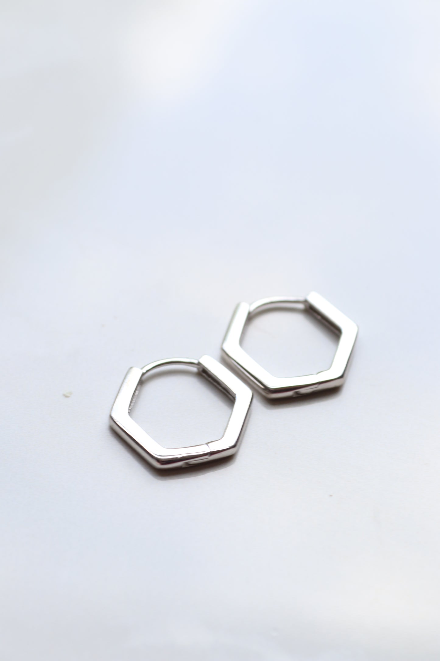 Sterling Silver Hexagon Hoops