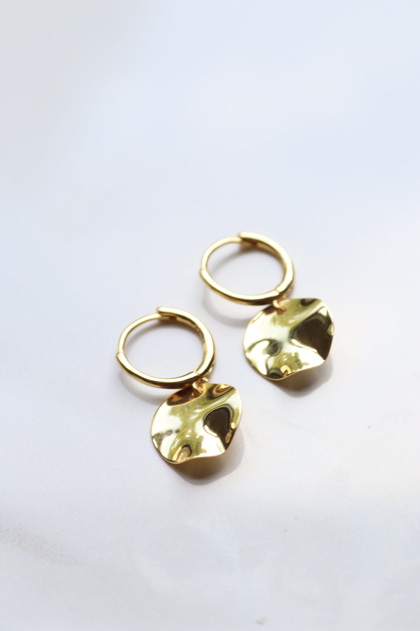 Hammered Disc Gold Vermeil Hoops