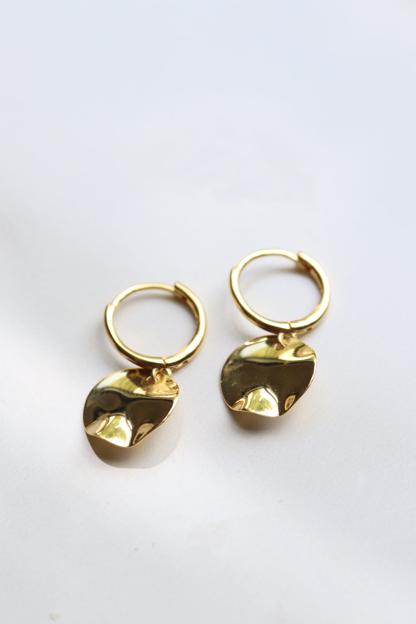 Hammered Disc Gold Vermeil Hoops