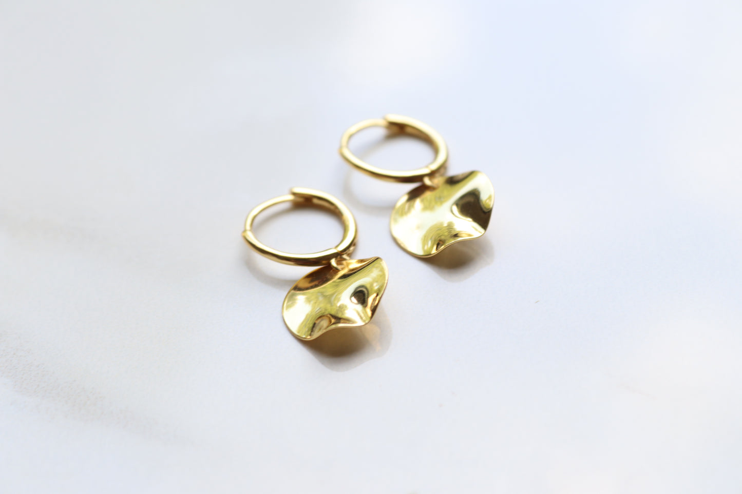 Hammered Disc Gold Vermeil Hoops