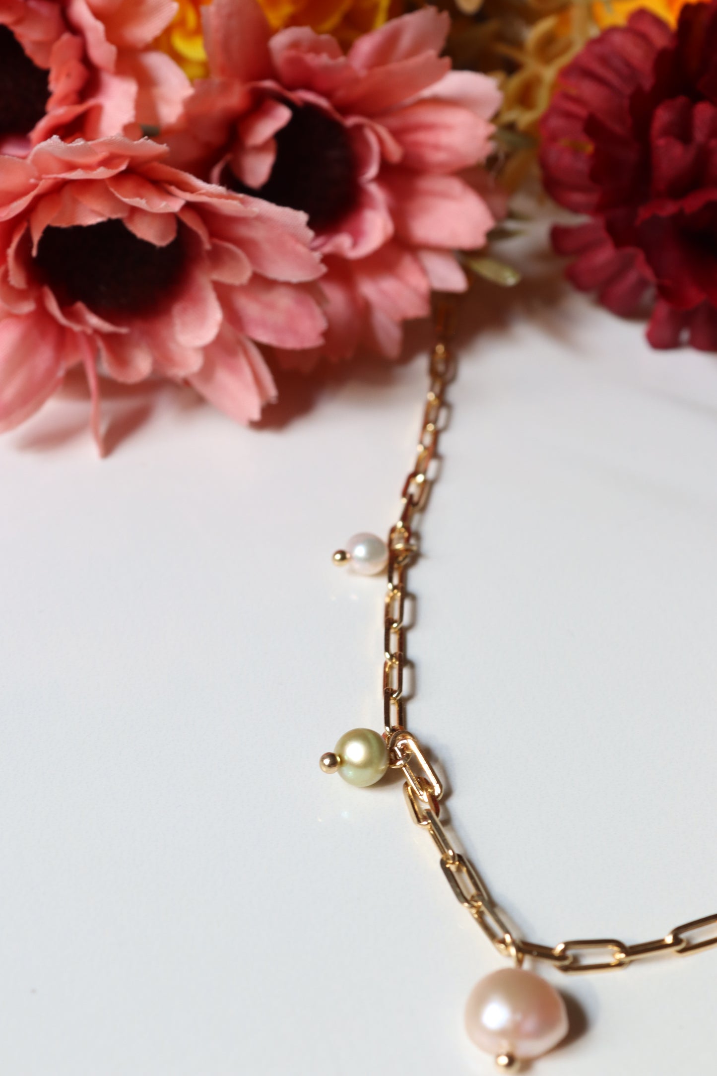 Multicolored Pearl Drop Necklace