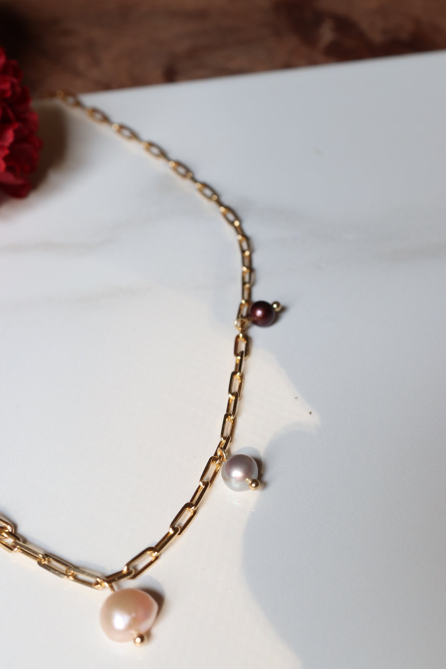 Multicolored Pearl Drop Necklace
