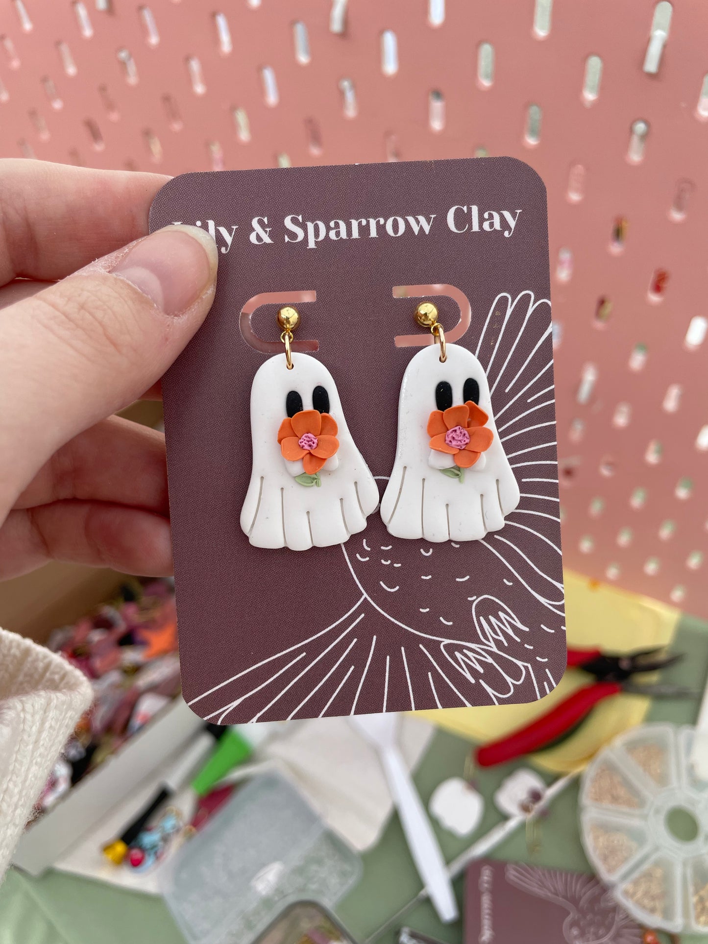 Floral Ghost Dangles
