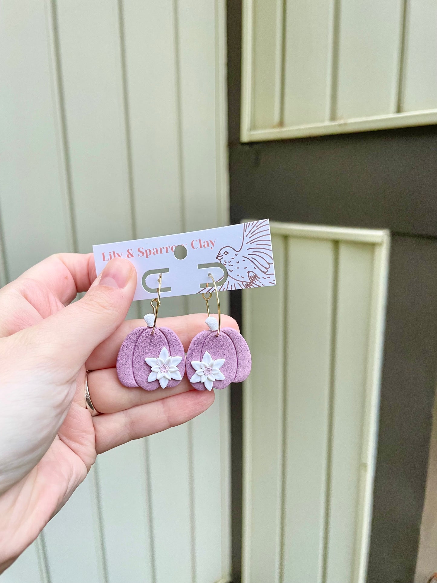 Purple Floral Pumpkin Hoops