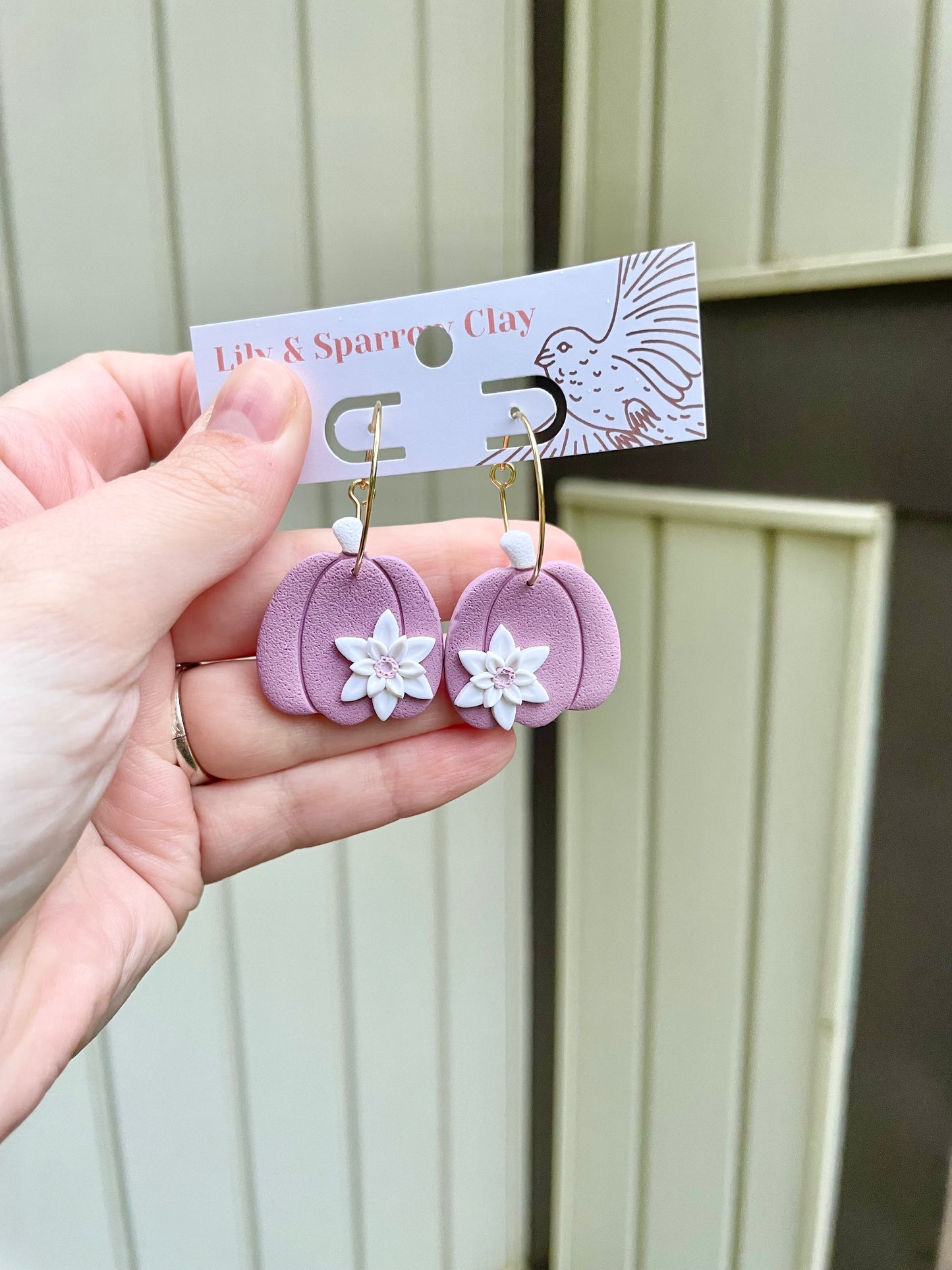 Purple Floral Pumpkin Hoops