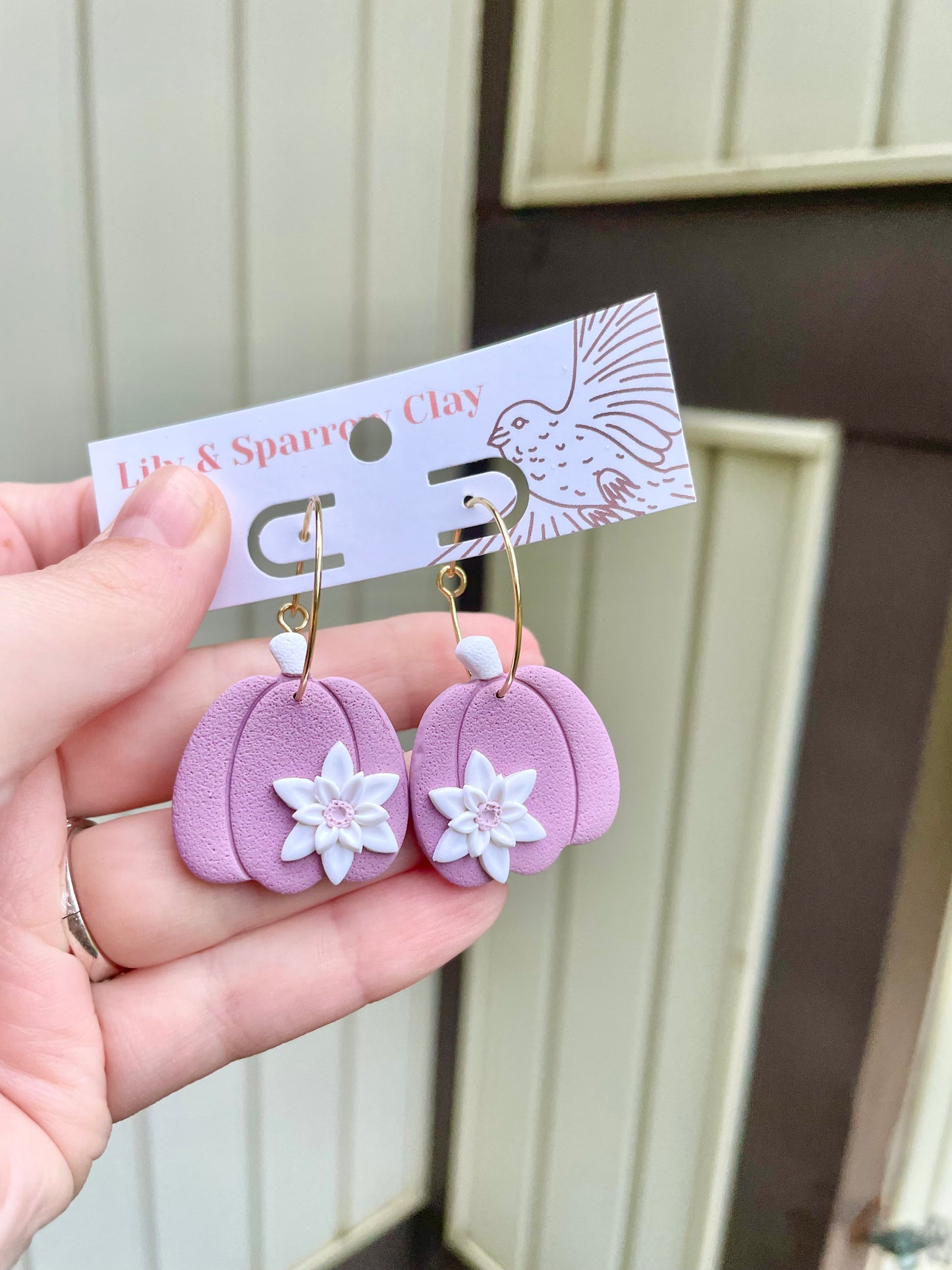 Purple Floral Pumpkin Hoops