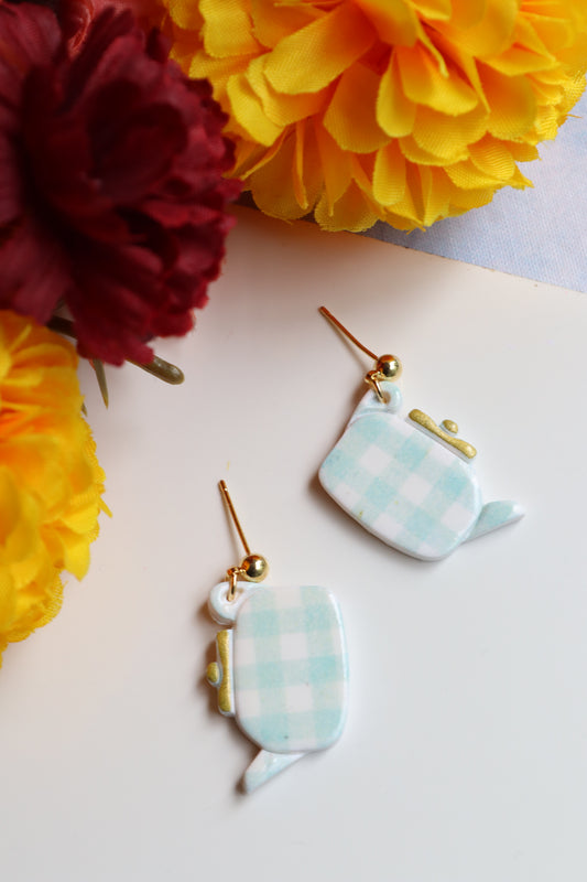 Gingham Teapot Dangles