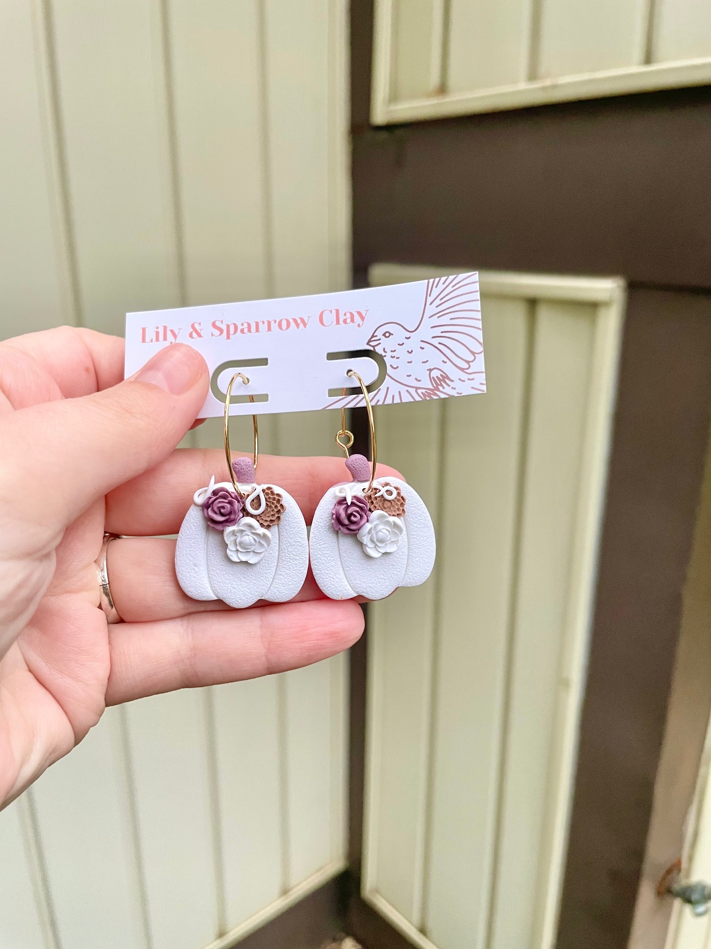 White Floral Pumpkin Hoops