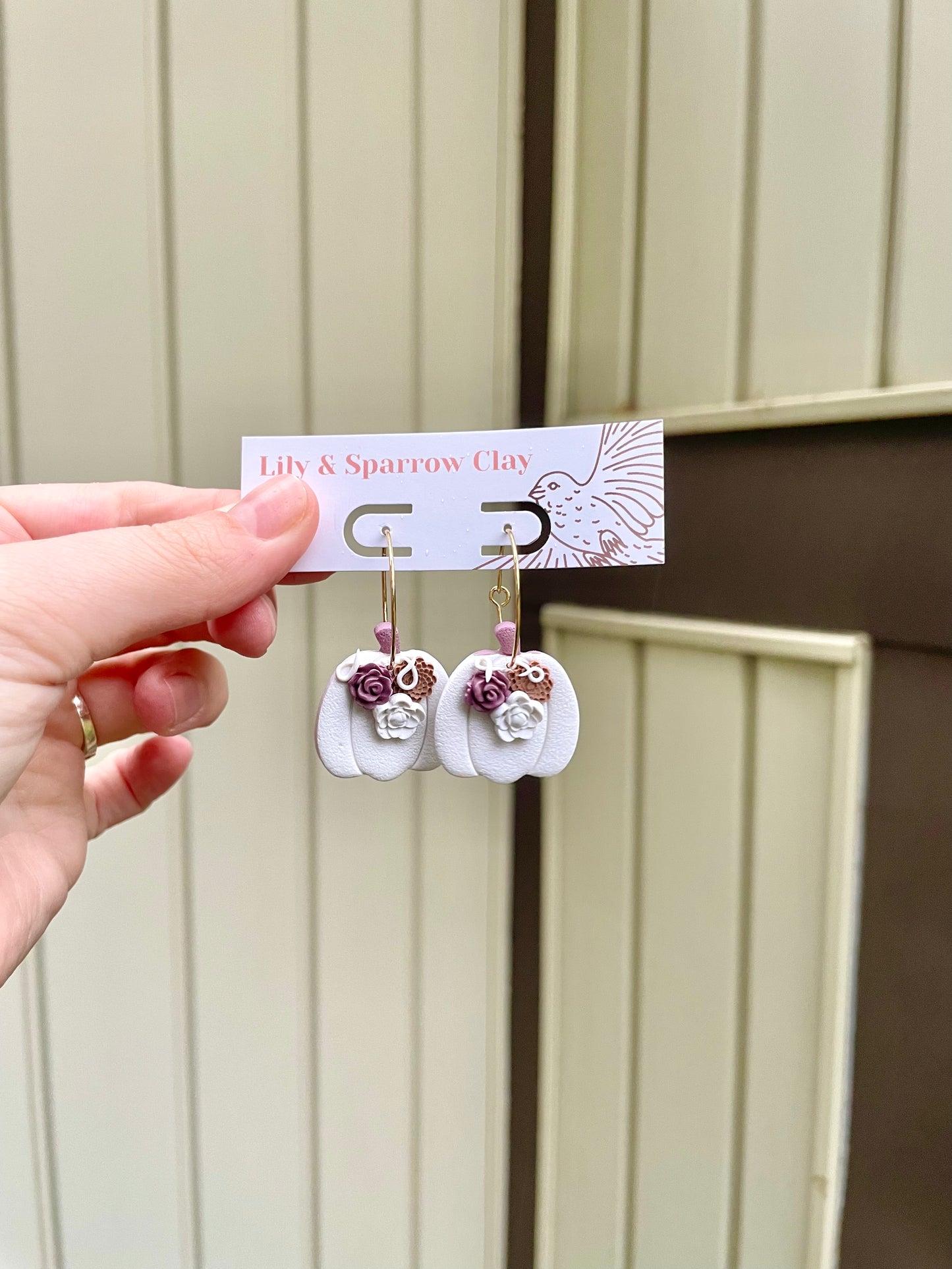 White Floral Pumpkin Hoops