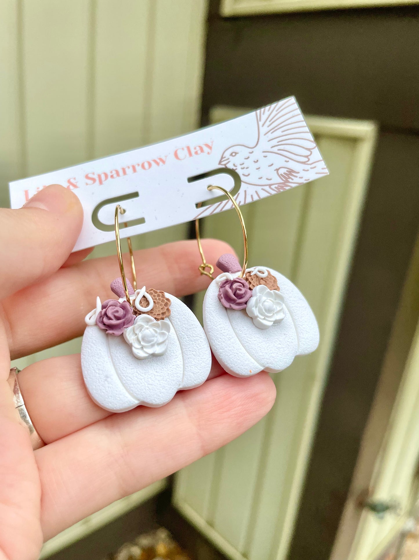 White Floral Pumpkin Hoops
