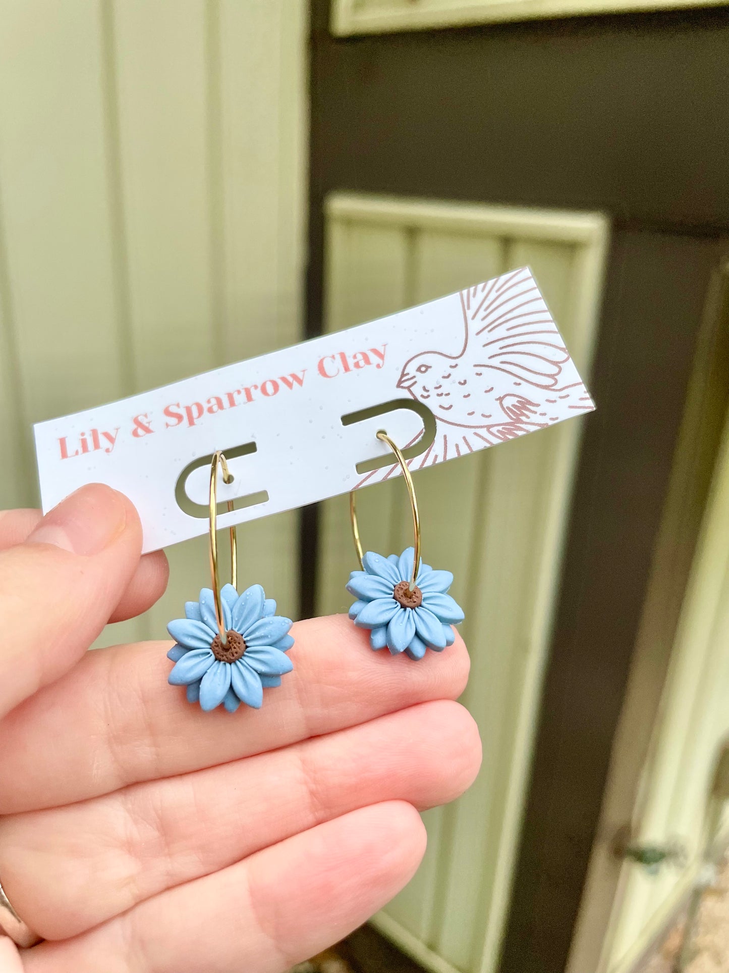 Blue Sunflower Hoops