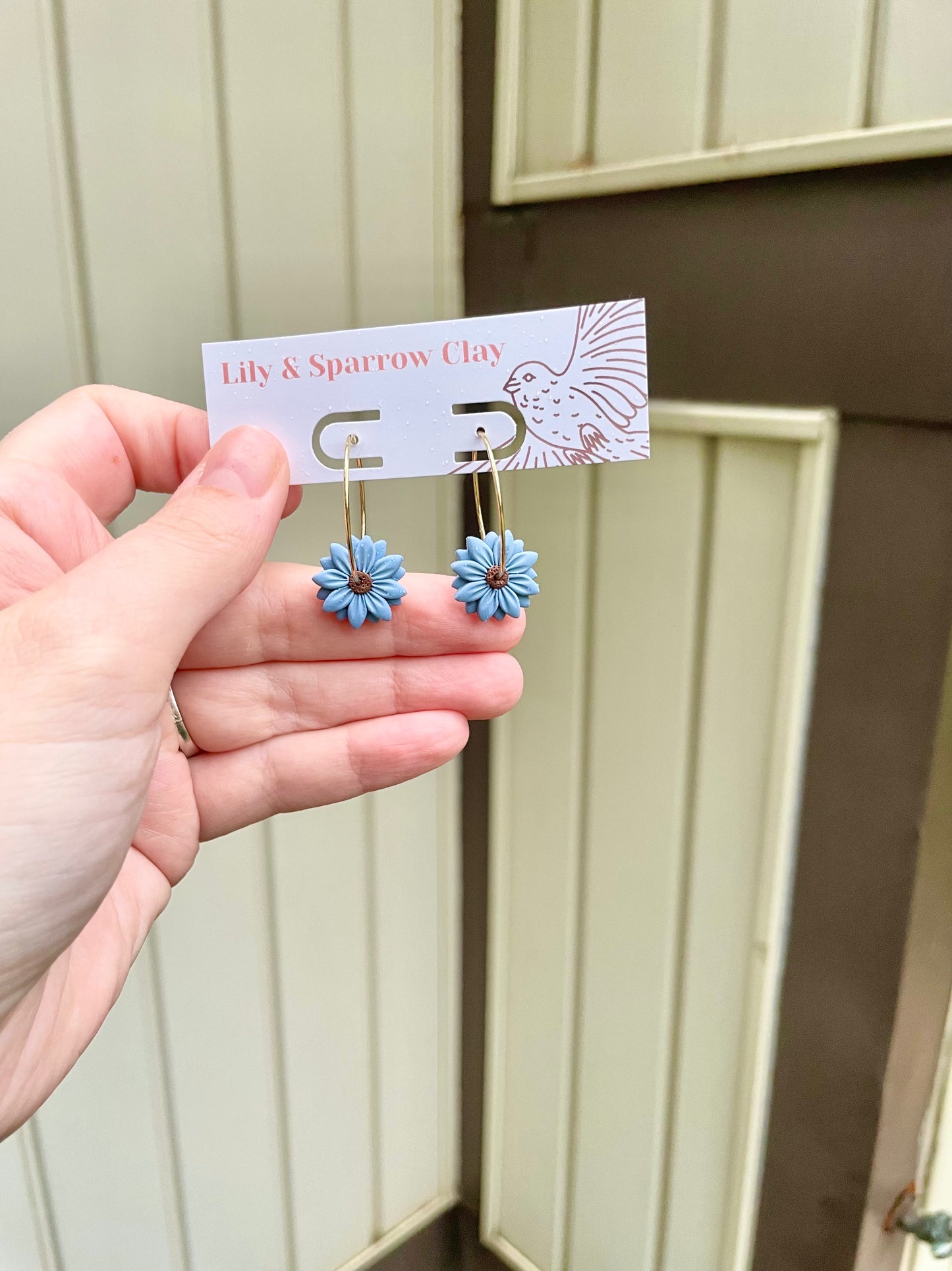 Blue Sunflower Hoops