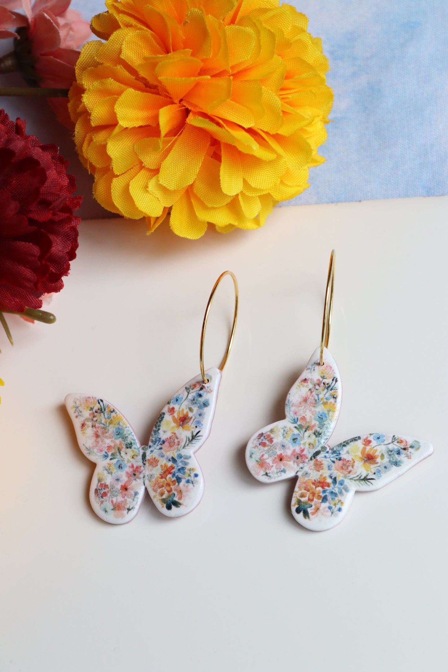 Floral Butterfly Hoops