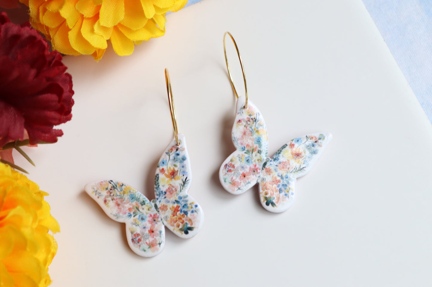 Floral Butterfly Hoops