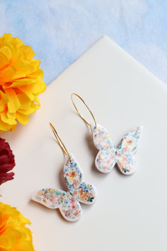 Floral Butterfly Hoops
