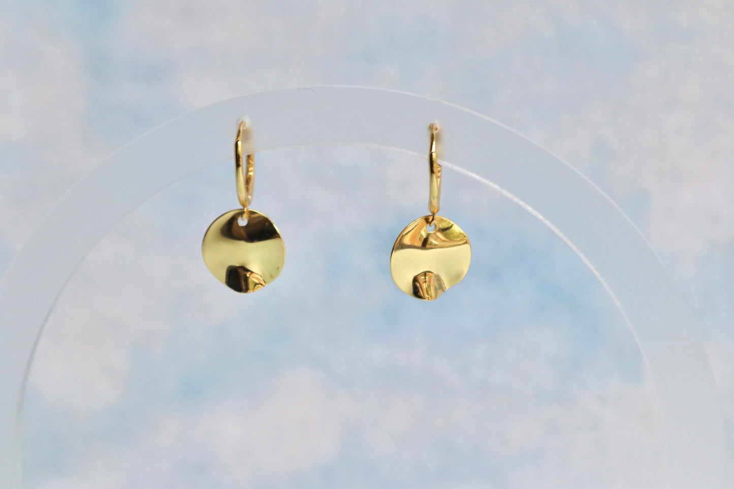 Hammered Disc Gold Vermeil Hoops