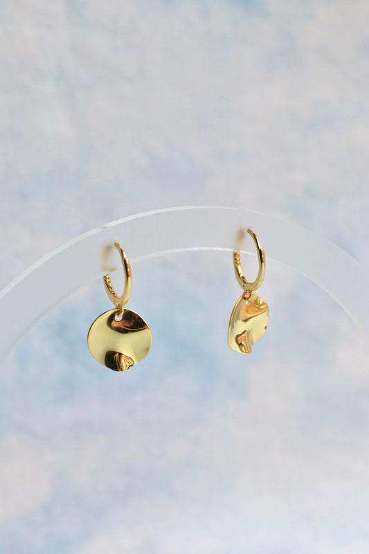 Hammered Disc Gold Vermeil Hoops