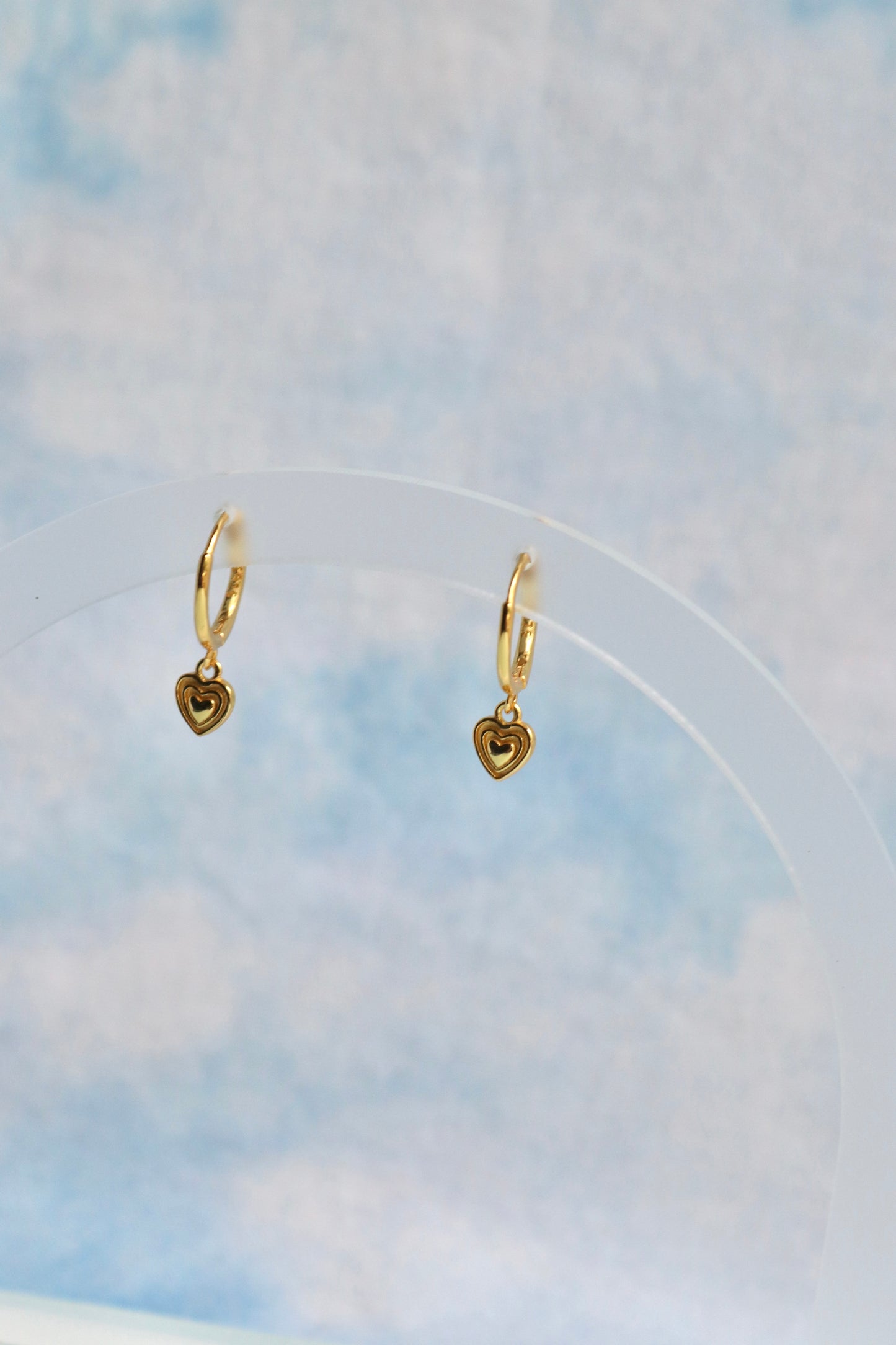 Gold Vermeil Tiny Heart Hoops