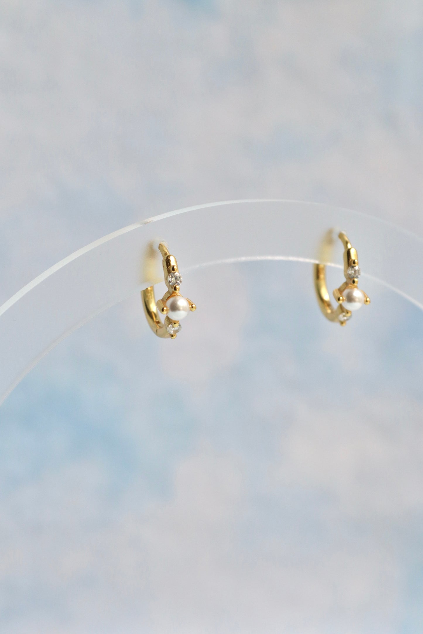 Gold Vermeil Tiny Pearl Hoops