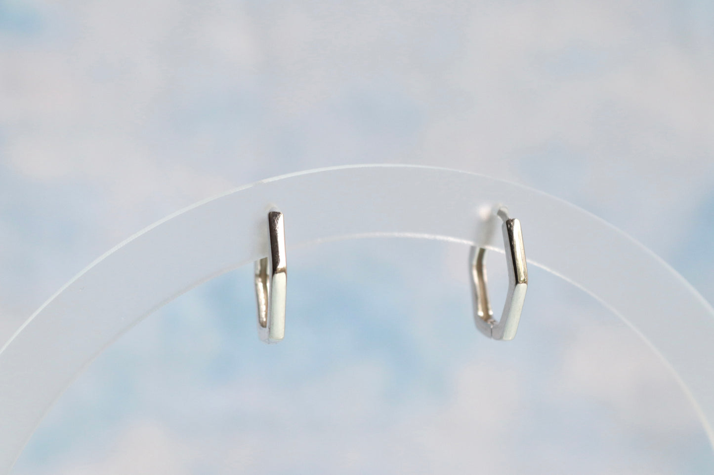 Sterling Silver Hexagon Hoops