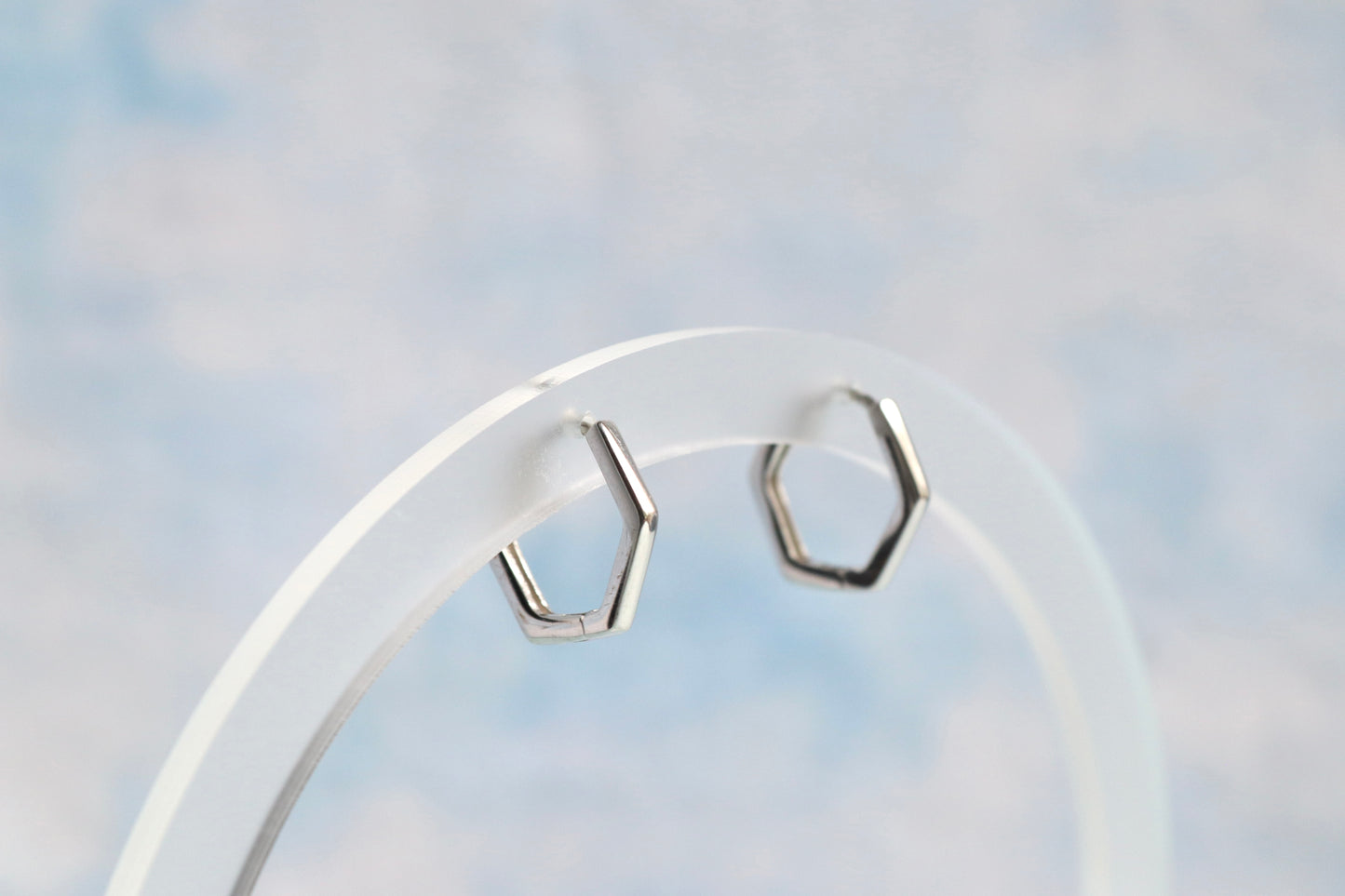 Sterling Silver Hexagon Hoops